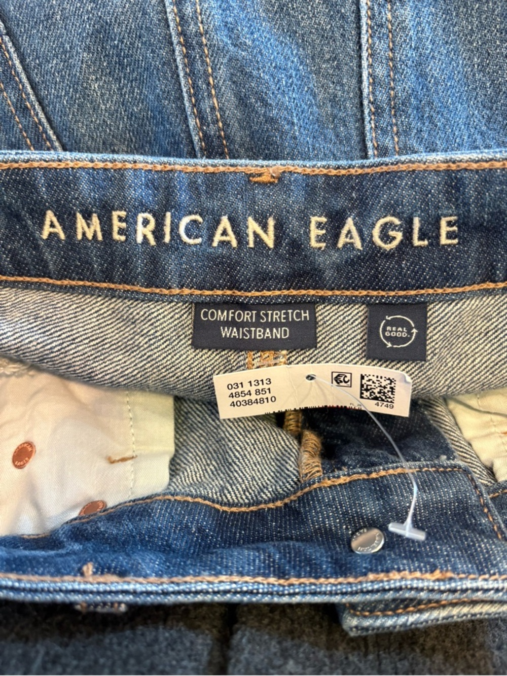 American Eagle Denim Cargo Midi Skirt Size 6 High Rise Front Slit NWT - Picture 4 of 8